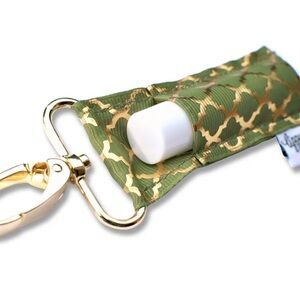 Olive Green Gold Quatrefoil LippyClip Lip Product Holder